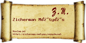 Zicherman Mátyás névjegykártya